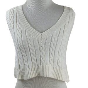 Princess Polly Cream Vneck Cropped Sweater Vest s/m